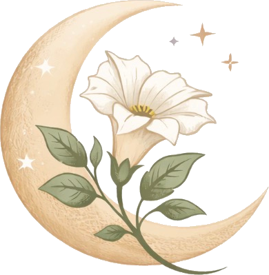 The Moonflower Sanctuary moon and flower logo